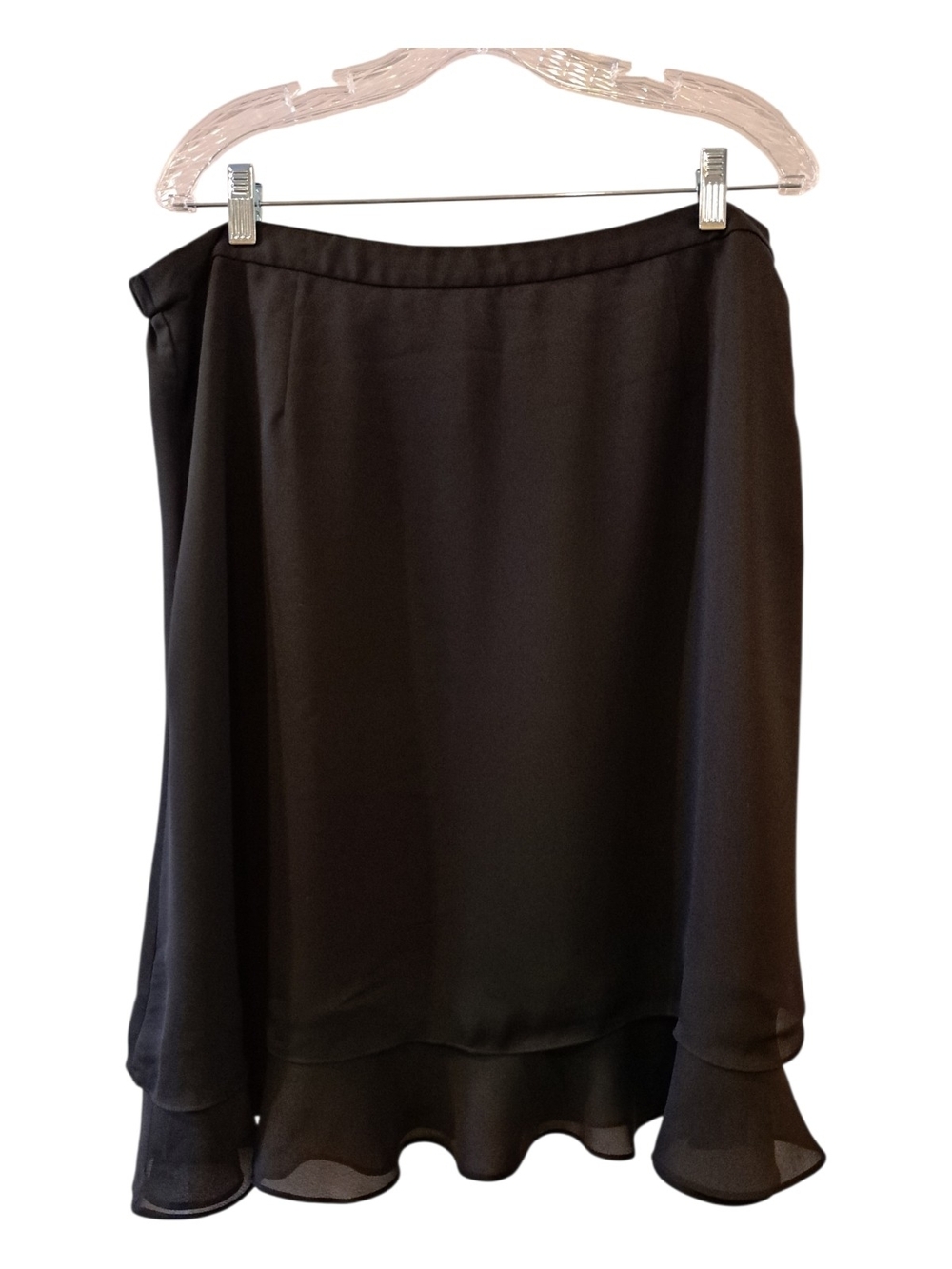 Coldwater Creek Black Midi Ruffle-Hem Skirt Size Xl